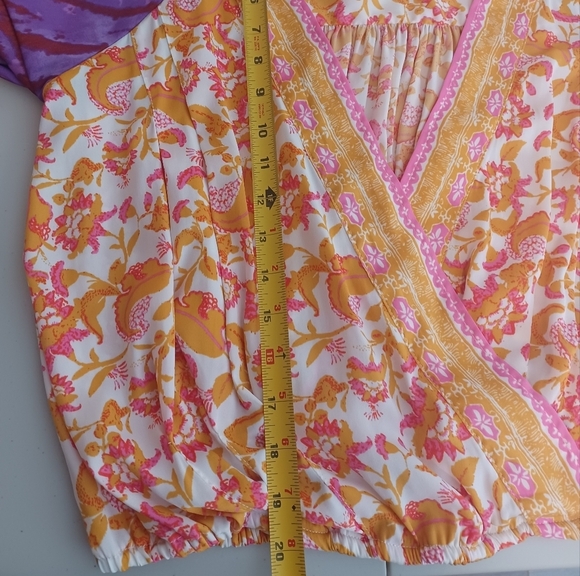 Free People Cruisin Together Printed Boho Gypsy Puff Sleeve Blouse - Picture 9 of 14